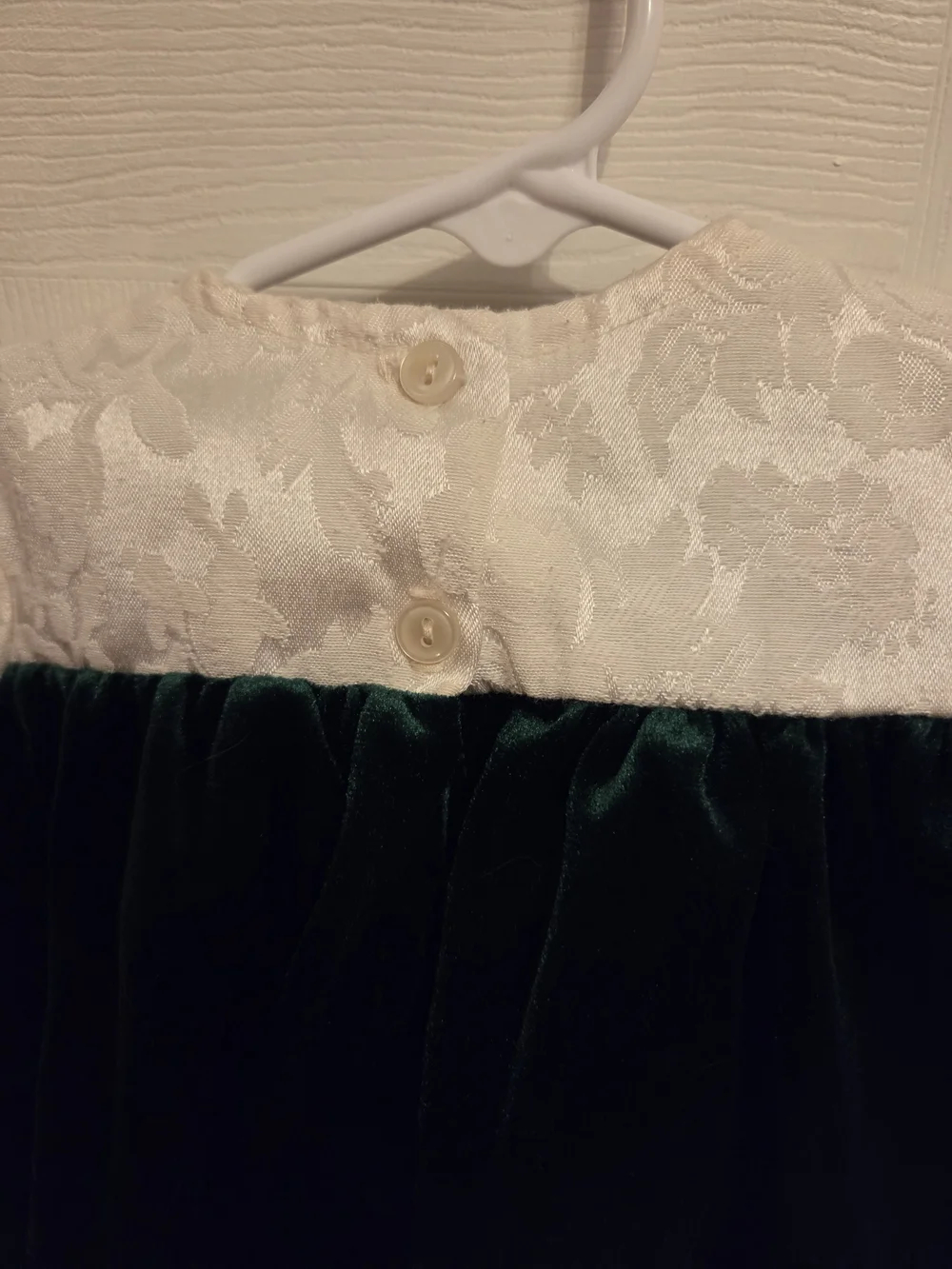 Children's Green and Cream Velvet Party Dress - Brand: Rose Cottage.